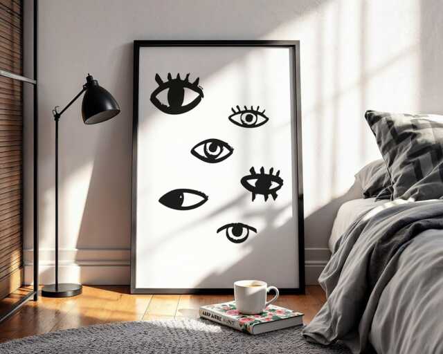 Quirky Eye Art Print Minimalist Trendy Home Decor - image 1