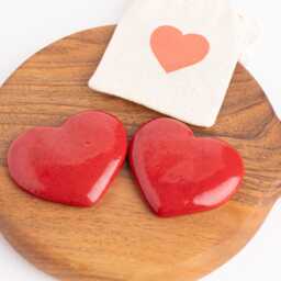 Personalized Ceramic Pocket Hug Red Glossy Stoneware Heart - Valentine Wedding Favor - thumbnail 3