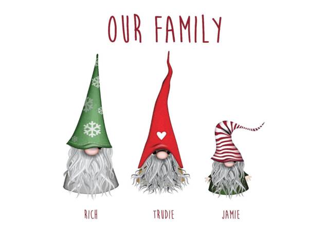 Nordic Gnomes Print, Christmas Family Gift, Keepsake, Gnome Family, Gonk Decor, Gnomes, Personalised - image 1