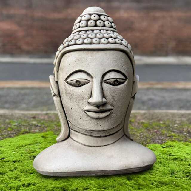 Concrete Buddha Head Statue Zen Garden Decor Stone Meditation Sculpture Outdoor Spiritual Art Handmade Bust Ornament Cement Gift - image 1