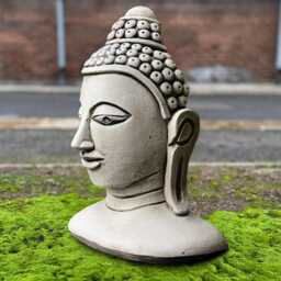 Concrete Buddha Head Statue Zen Garden Decor Stone Meditation Sculpture Outdoor Spiritual Art Handmade Bust Ornament Cement Gift - thumbnail 4