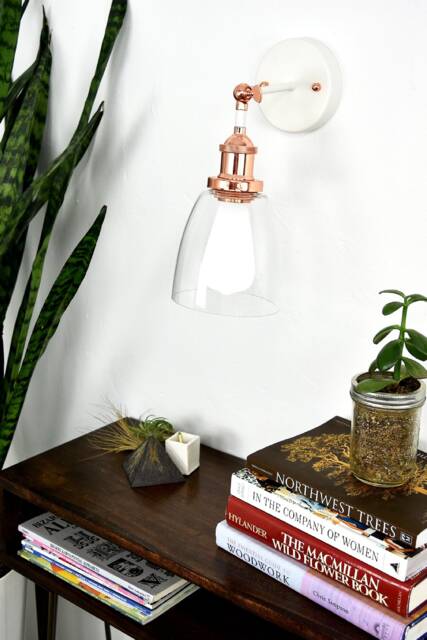 Glass Bell Wall Sconce - Modern Lighting Bedroom Bedside Light Copper Rose Gold Or Custom Finish - image 1