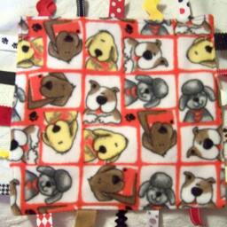 Red Puppy Dog Ribbon Lovey Blanket - thumbnail 2