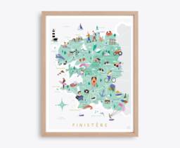 Finist??re - Map Of Brittany/Breton Department Illustrated Poster - thumbnail 1