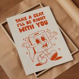 Funny Toilet Paper Print Retro Bathroom Wall Art Decor - thumbnail 2