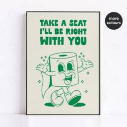 Funny Toilet Paper Print Retro Bathroom Wall Art Decor - thumbnail 3