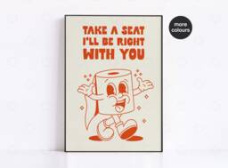 Funny Toilet Paper Print Retro Bathroom Wall Art Decor - thumbnail 1