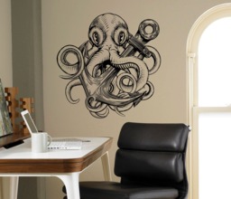 Octopus & Anchor Wall Decal Vinyl Sticker Marine Nautical Art Decor Home Interior Housewares Kids Room Office Design 8(ndec - thumbnail 1