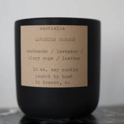 Lavender Menace/10 Oz. Soy Candle Lavender, Clary Sage, Woodsmoke, Leather, Allspice 50 Hrs. Handmade - thumbnail 3