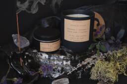 Lavender Menace/10 Oz. Soy Candle Lavender, Clary Sage, Woodsmoke, Leather, Allspice 50 Hrs. Handmade