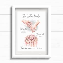 Family Hands Personalised Print, First We Had Each Other, Family Christmas Gift For Him Or Her, Surname Wall Art Picture - thumbnail 1
