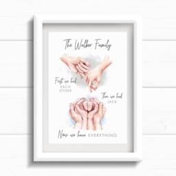 Family Hands Personalised Print, First We Had Each Other, Family Christmas Gift For Him Or Her, Surname Wall Art Picture - thumbnail 3