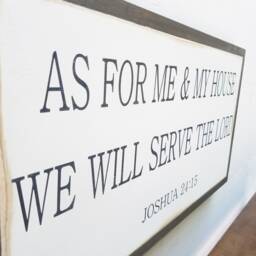 As For Me & My House Sign - Farmhouse Wall Art Joshua 2415 Entryway Wooden Scripture Bible Verse Framed - thumbnail 3