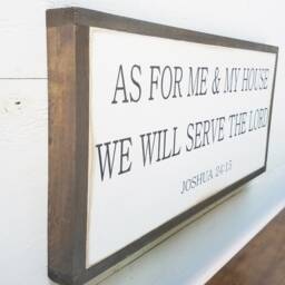 As For Me & My House Sign - Farmhouse Wall Art Joshua 2415 Entryway Wooden Scripture Bible Verse Framed - thumbnail 2