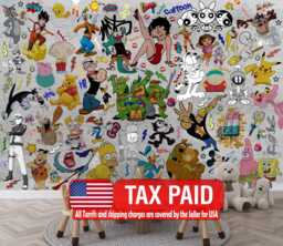 Cartoon Graffiti Wallpaper Mural, Kids Teenage Wall Decor, Peel & Stick Decal - thumbnail 1