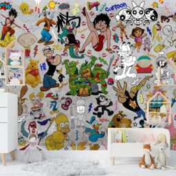 Cartoon Graffiti Wallpaper Mural, Kids Teenage Wall Decor, Peel & Stick Decal - thumbnail 2