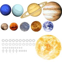 Solar System - Peel & Stick Planets Wall Decal Outer Space Universe Stickers Galaxy Nursery Decor Reusable Fabric Vwaq-Sol01 - thumbnail 2