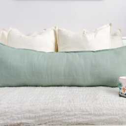 Extra Long Linen Sage Green Lumbar Cushion Cover Mint Pillow - All Sizes - thumbnail 3