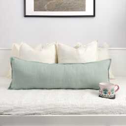 Extra Long Linen Sage Green Lumbar Cushion Cover Mint Pillow - All Sizes - thumbnail 1