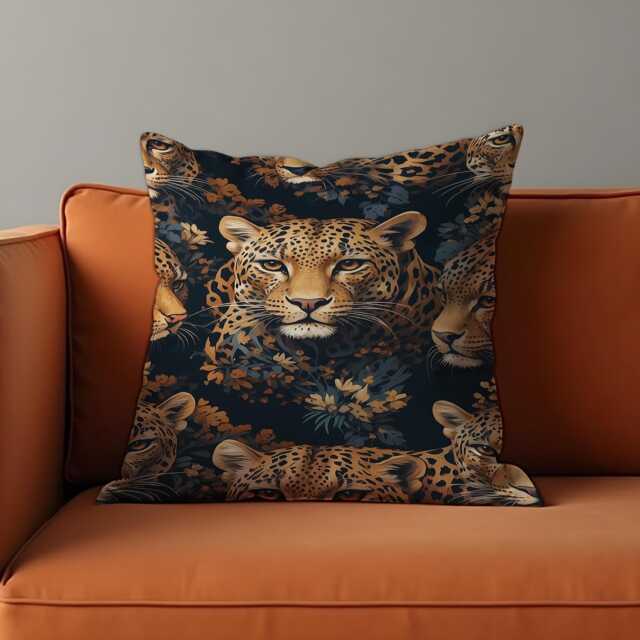 Leopard Print Cushion Cover, Exotic Animal Face Pillow Case, Wild Jungle Throw Modern Safari Living Room & Bedroom Decor - image 1