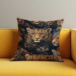 Leopard Print Cushion Cover, Exotic Animal Face Pillow Case, Wild Jungle Throw Modern Safari Living Room & Bedroom Decor - thumbnail 2
