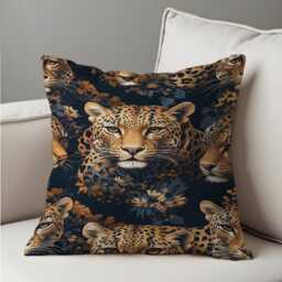 Leopard Print Cushion Cover, Exotic Animal Face Pillow Case, Wild Jungle Throw Modern Safari Living Room & Bedroom Decor - thumbnail 4
