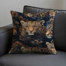 Leopard Print Cushion Cover, Exotic Animal Face Pillow Case, Wild Jungle Throw Modern Safari Living Room & Bedroom Decor - thumbnail 3