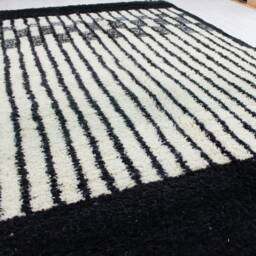 Moroccan Rug Black - Handwoven Modern Living Room & White Beni Ourain Contemporary Area - thumbnail 3