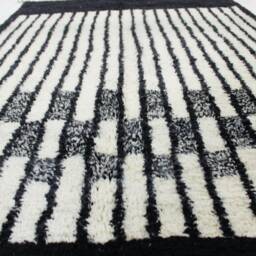 Moroccan Rug Black - Handwoven Modern Living Room & White Beni Ourain Contemporary Area - thumbnail 4