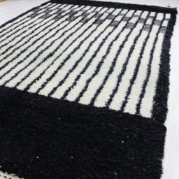 Moroccan Rug Black - Handwoven Modern Living Room & White Beni Ourain Contemporary Area - thumbnail 2