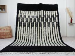 Moroccan Rug Black - Handwoven Modern Living Room & White Beni Ourain Contemporary Area - thumbnail 1