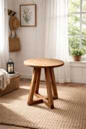 Scandinavian Furniture Handmade 50cm Round Oak Side Table