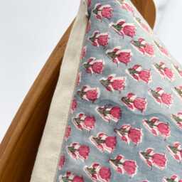 "Block Print Pillow Cover Floral Batik, Natural Dyed - 20"" X 20" - thumbnail 3