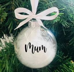 Personalised Christmas Bauble, Feather Ornament, Decoration, Family Name Secret Santa - thumbnail 1