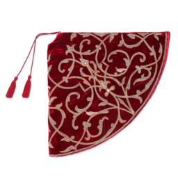 72 Inch Red Christmas Tree Skirt Extra Large Velvet Partridge Bird Tree Skirt Decorations Gift - thumbnail 3