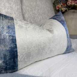 Blue - White Stripe Lumbar Pillow Cover, Luxury Throw Cushion Cover Sham For Sofa Or Bed, Modern Glam Living Room Decor - thumbnail 4