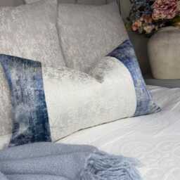 Blue - White Stripe Lumbar Pillow Cover, Luxury Throw Cushion Cover Sham For Sofa Or Bed, Modern Glam Living Room Decor - thumbnail 1
