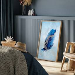 Grenada Map Shades Of Blue & Silver Wall Art Print - thumbnail 2