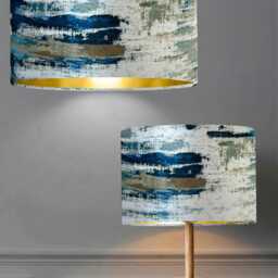 New Exclusive Handmade Abstract Teal Blue Marble Effect Velvet Drum Lamp Shade Pendant Light All Shapes Sizes Available - thumbnail 2