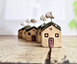 Whimsical Art , Israeli Home Gifts Ceramic Gift Made in Israel, Miniature House, Fairy House - thumbnail 1