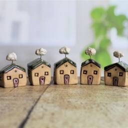 Whimsical Art , Israeli Home Gifts Ceramic Gift Made in Israel, Miniature House, Fairy House - thumbnail 3