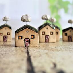 Whimsical Art , Israeli Home Gifts Ceramic Gift Made in Israel, Miniature House, Fairy House - thumbnail 2