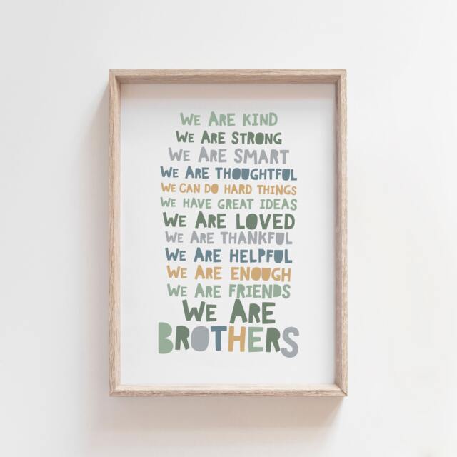Brothers Bedroom Prints, Boys Decor, Brother Wall Art, Sage Green, Siblings Print, Twins Make Best Friends - image 1