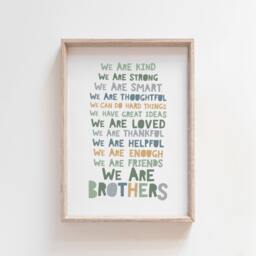 Brothers Bedroom Prints, Boys Decor, Brother Wall Art, Sage Green, Siblings Print, Twins Make Best Friends - thumbnail 1