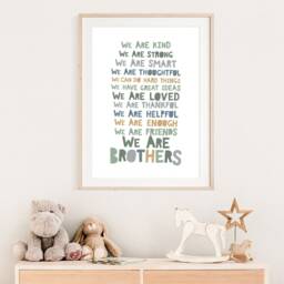 Brothers Bedroom Prints, Boys Decor, Brother Wall Art, Sage Green, Siblings Print, Twins Make Best Friends - thumbnail 2