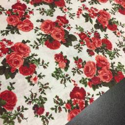 Linen Curtains Cafe Kitchen Valance Panels Red Roses Pattern Shabby Chic - thumbnail 4