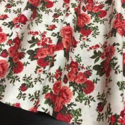 Linen Curtains Cafe Kitchen Valance Panels Red Roses Pattern Shabby Chic - thumbnail 2