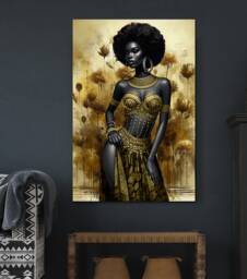 African Lady Floral Rustic Texture Wall Art Canvas Prints Framed On Bars Art, Hangings, Home D??cor, Print - thumbnail 1