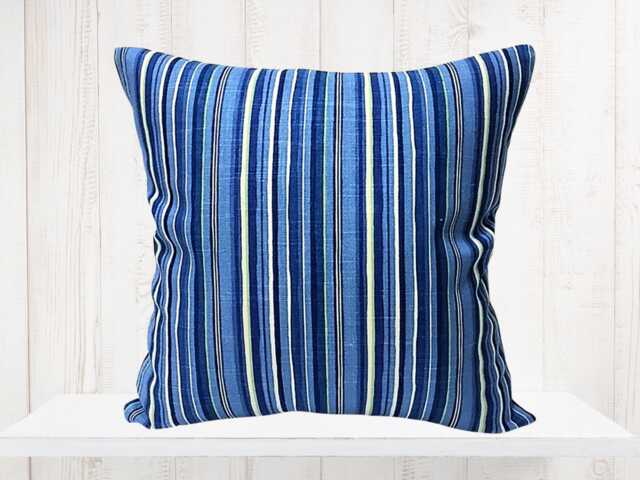 Blue & White Stripe Pillow Cover - Custom Home Decor - image 1