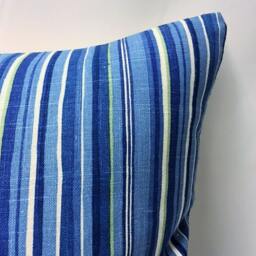 Blue & White Stripe Pillow Cover - Custom Home Decor - thumbnail 2